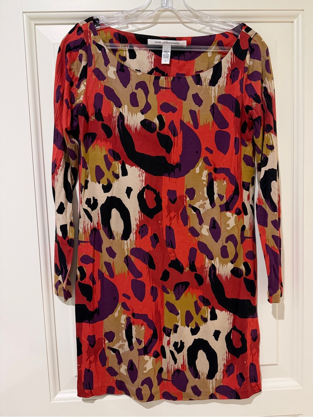 Diane von Furstenberg DVF 100% Silk Printed Shift Dress Size 4